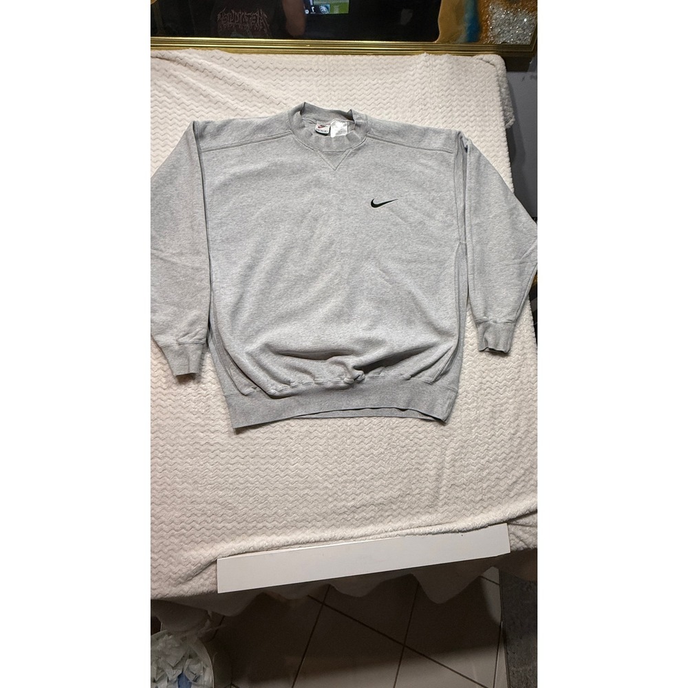 Vintage Nike Mens Crewneck Sweatshirt Gray Embroidered Swoosh V-Stitch L
